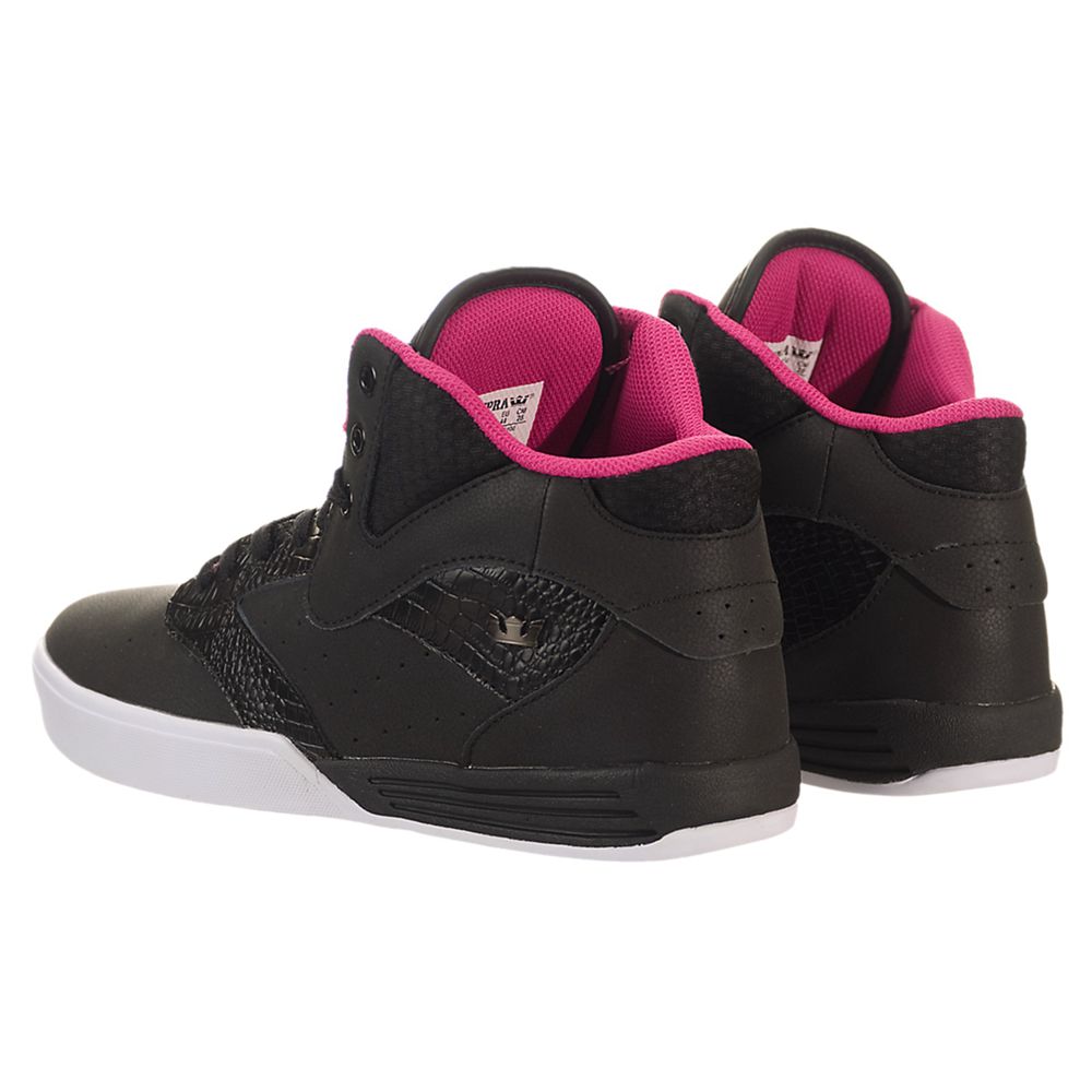 Chaussures de Skate Supra Khan Noir Black/Fuchsia-White Homme | QAS-42320325